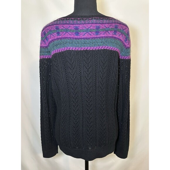 Lauren Ralph Lauren Fair Isle Merino Wool Blend Open Knit Sweater Women's LARGE - Picture 3 of 11